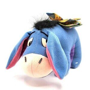 Mattel Eeyore Flip Book Plush Blue 12" On Back Hook Loop Removable Tail Vintage